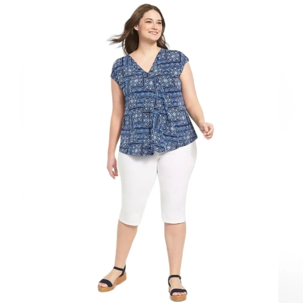 Lane Bryant Brianna Dolman Cap Sleeve Bandana Print Blouse Top Size‎ 18 / 20 2X